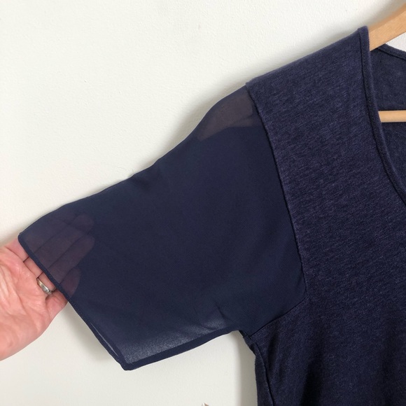 AE Armani Exchange Linen Sheer Short Sleeve TShirt - Picture 2 of 5